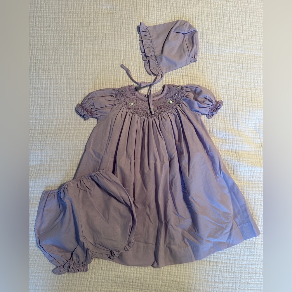 Mom & Me Smocked Dress with Bloomers and Bonnet